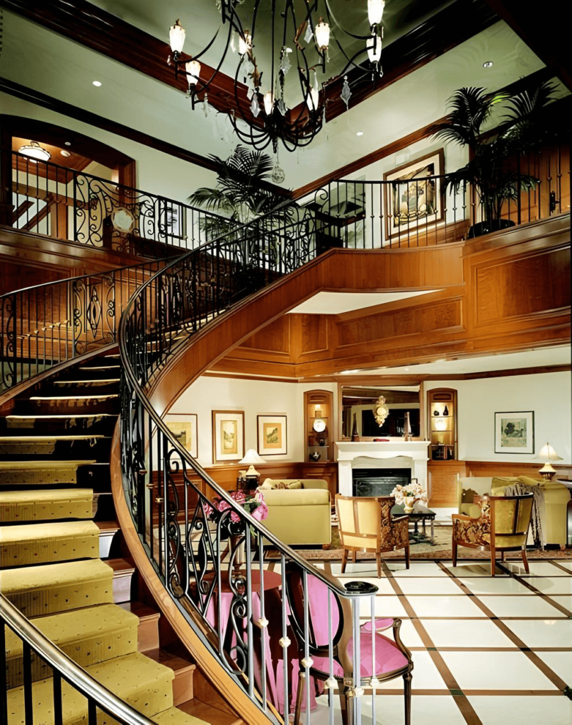 Interior lobby image of the Rose Hotel in Pleasanton, California, designed by architect Jeff Finsand.